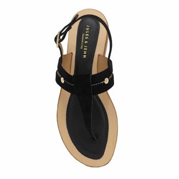 vue dessus sandales tropeziennes cuir daim noir