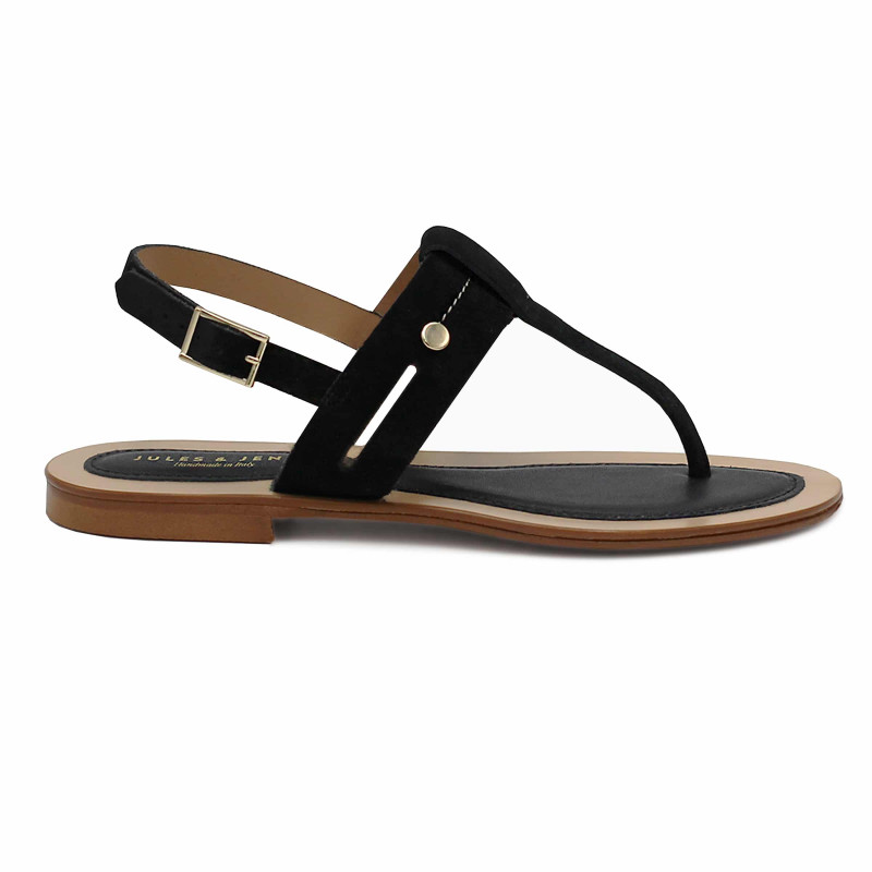 vue exterieure sandales tropeziennes cuir daim noir