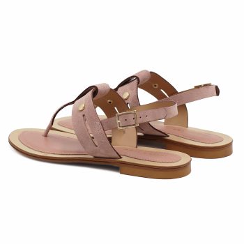 vue arriere sandales tropeziennes cuir daim rose