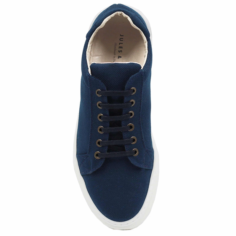 vue dessus baskets recyclees homme bleu jules & jenn