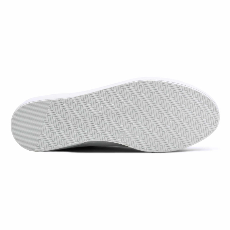 vue dessous baskets a scratch cuir blanc et dore