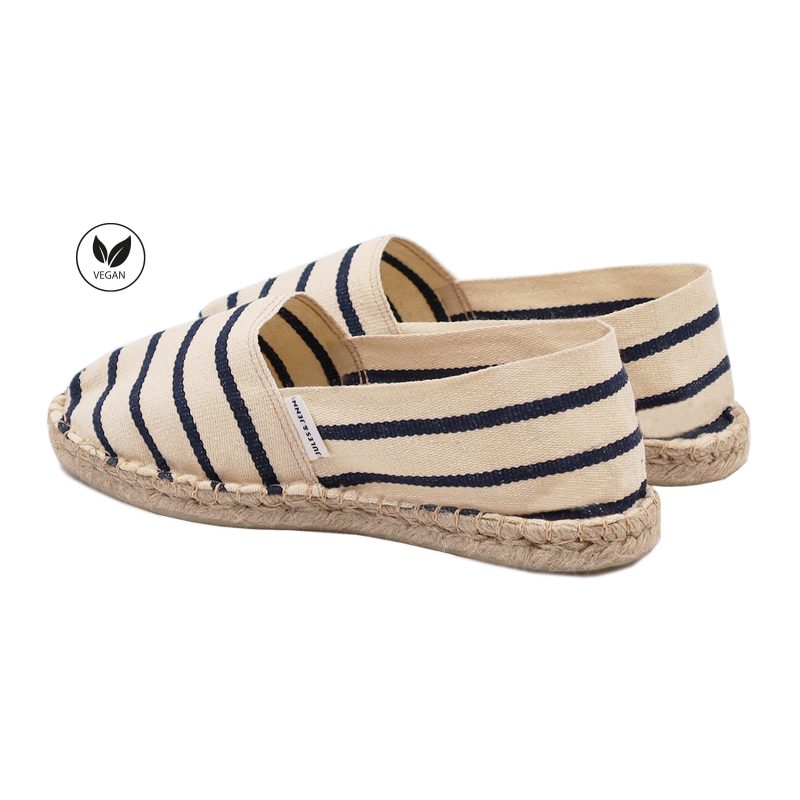 vue arriere espadrilles toile coton rayee blanc bleu jules jenn