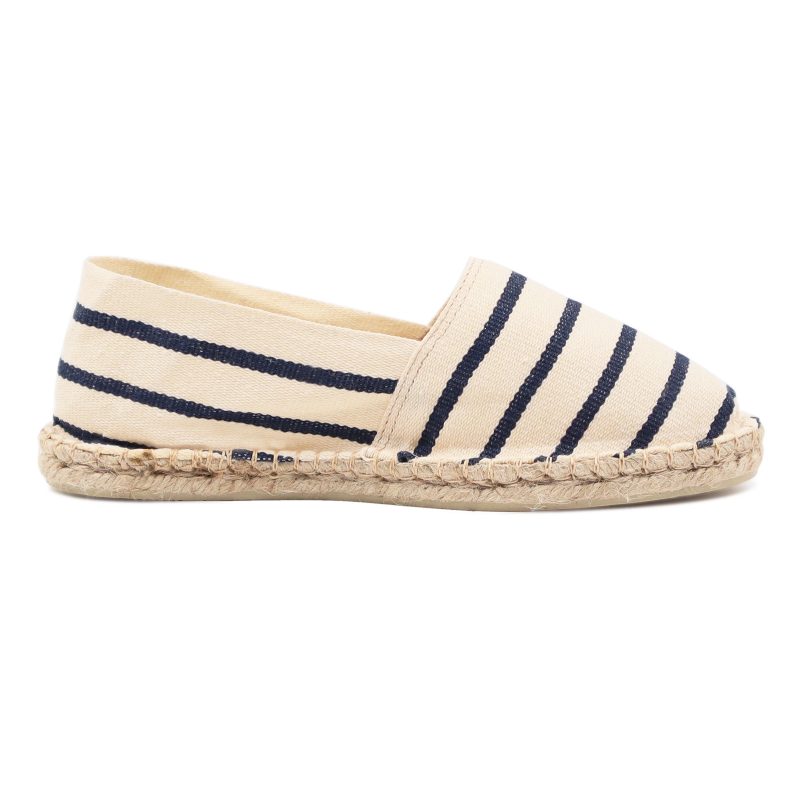 vue profil espadrilles toile coton rayee blanc bleu jules jenn