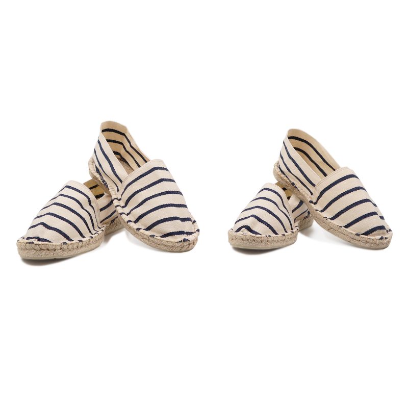 vue duo espadrilles toile coton rayee blanc bleu jules jenn
