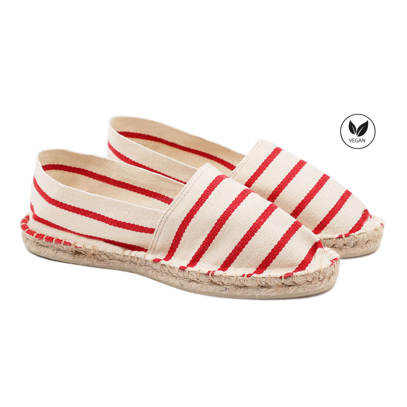espadrilles toile de coton blanc & rouge jules & jenn