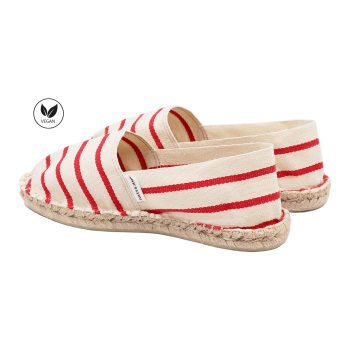 vue arriere espadrilles toile de coton blanc & rouge jules & jenn