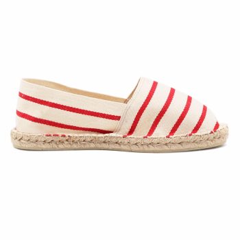 vue interieur espadrilles toile de coton blanc & rouge jules & jenn