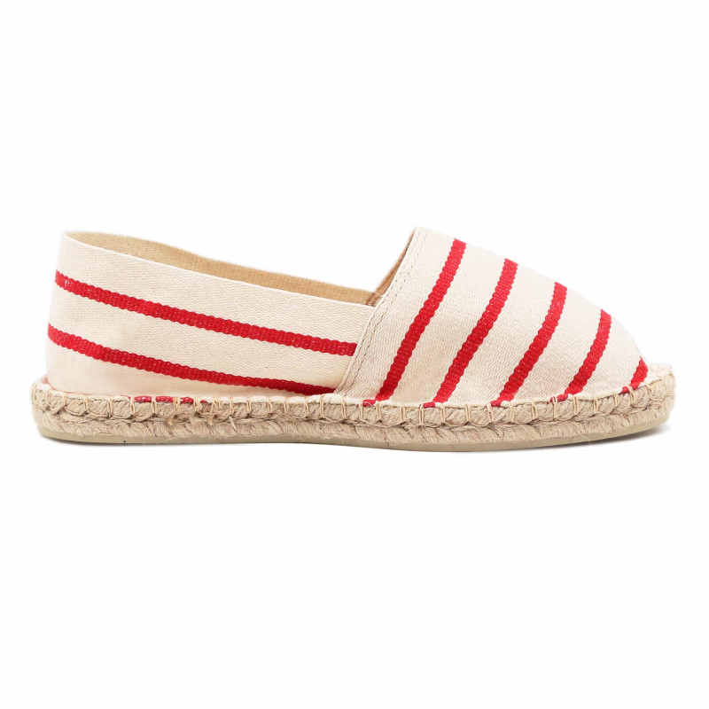 vue interieur espadrilles toile de coton blanc & rouge jules & jenn