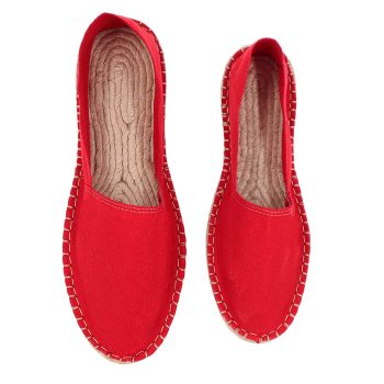 vue dessus espadrilles toile de coton rouge jules & jenn