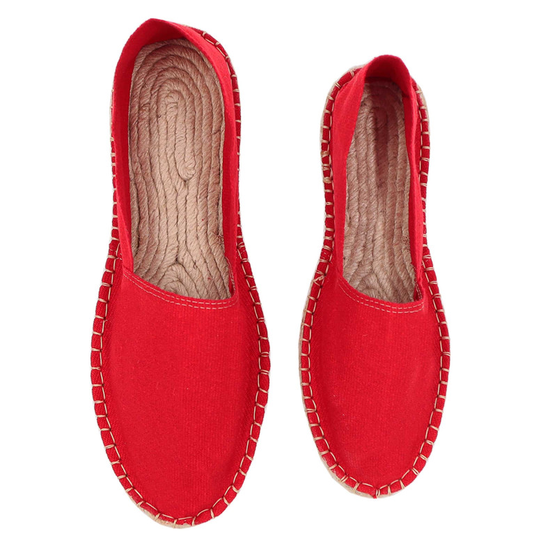 vue dessus espadrilles toile de coton rouge jules & jenn