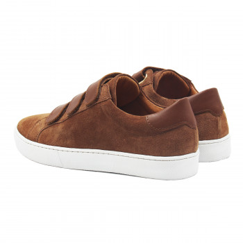 vue arriere baskets à scratch cuir daim marron clair jules & jenn