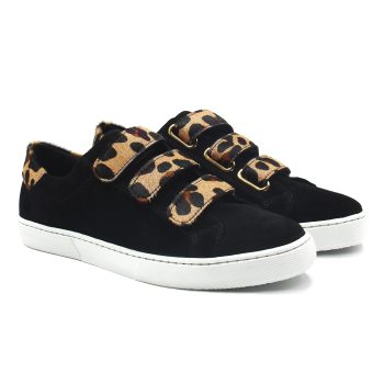 baskets a scratch cuir daim noir et leopard jules & jenn