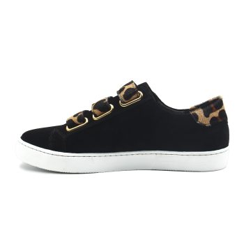 vue interieure baskets a scratch cuir daim noir et leopard jules & jenn