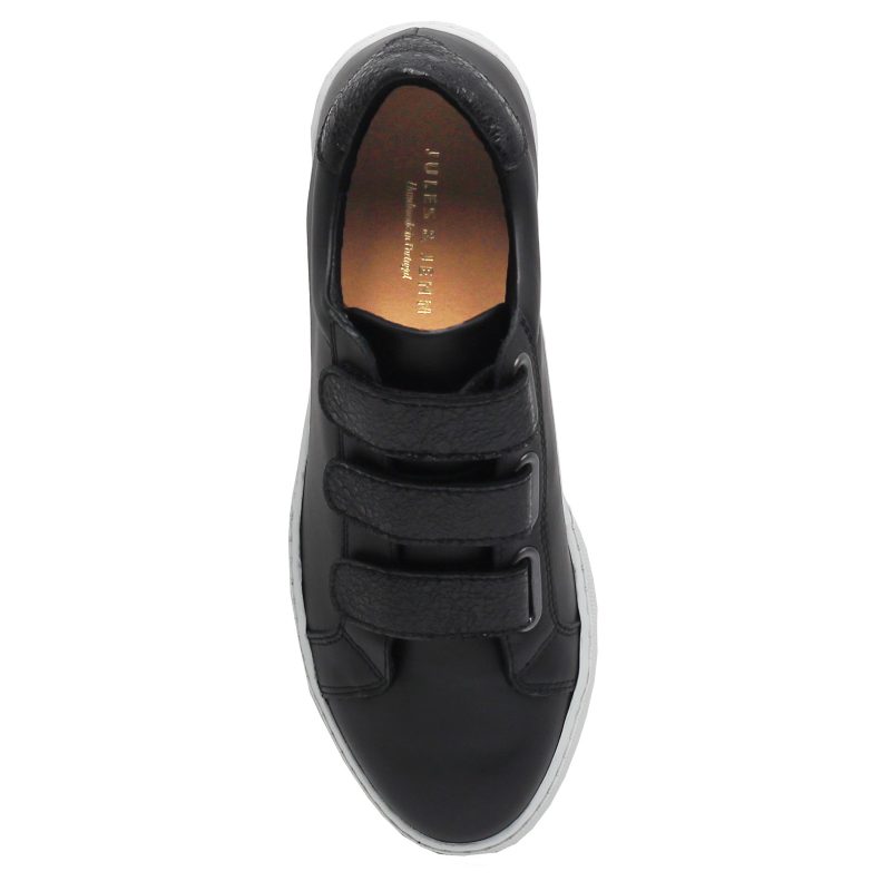 vue dessus baskets scratch cuir noir jules jenn