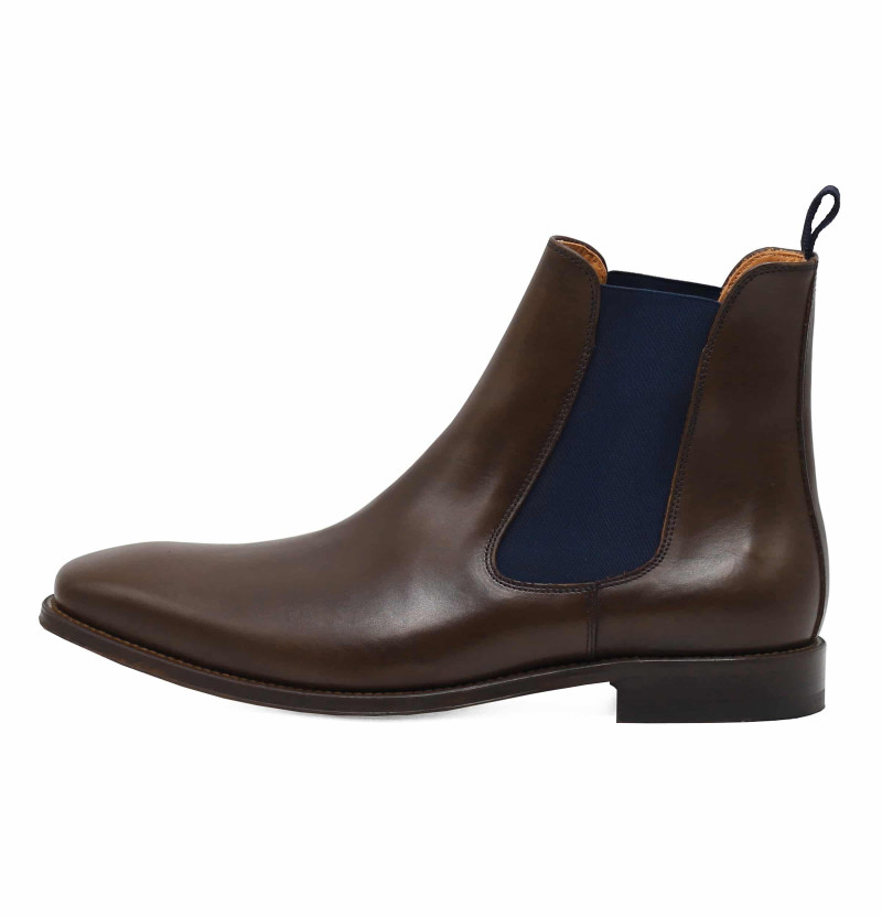 vue interieur chelsea boots cuir marron et bleu jules & jenn