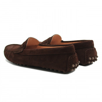 vue arriere mocassins cuir daim marron femme jules & jenn