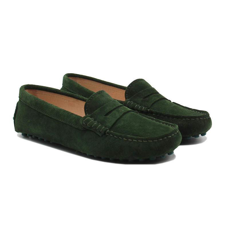 mocassins cuir daim vert femme jules & jenn