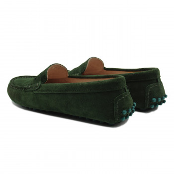 vue arriere mocassins cuir daim vert femme jules & jenn