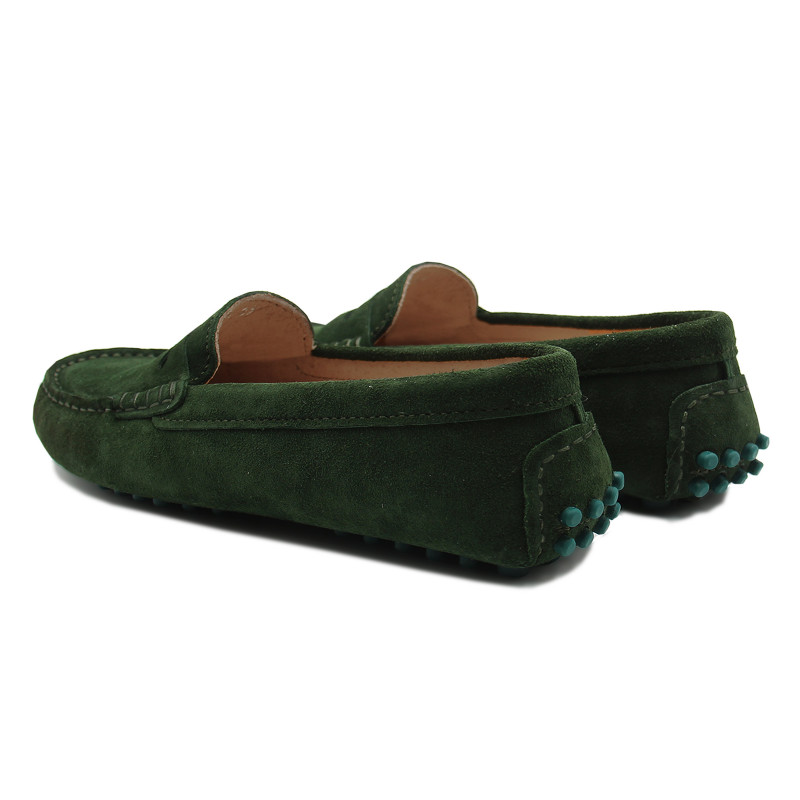 vue arriere mocassins cuir daim vert femme jules & jenn
