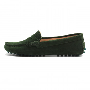 vue interieure mocassins cuir daim vert femme jules & jenn