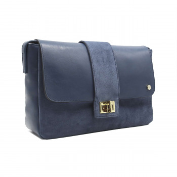 vue cote sac bandouliere cuir daim bleu jules & jenn