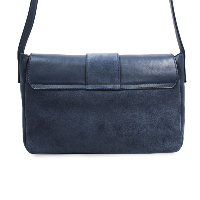 vue arriere sac bandouliere cuir daim bleu jules & jenn