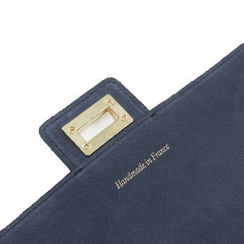 vue rabat sac bandouliere cuir daim bleu jules & jenn