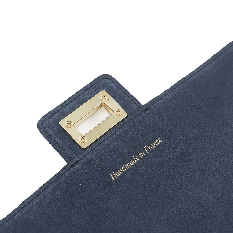 vue rabat sac bandouliere cuir daim bleu jules & jenn