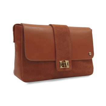 vue cote sac bandouliere cuir daim brique jules & jenn