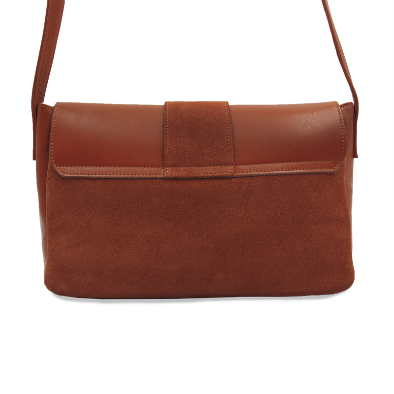 vue arriere sac bandouliere cuir daim brique jules & jenn