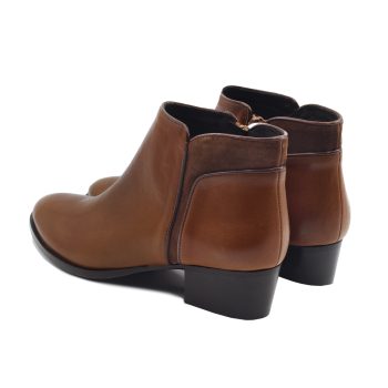 vue arrière bottines moyen talon cuir camel jules & jenn