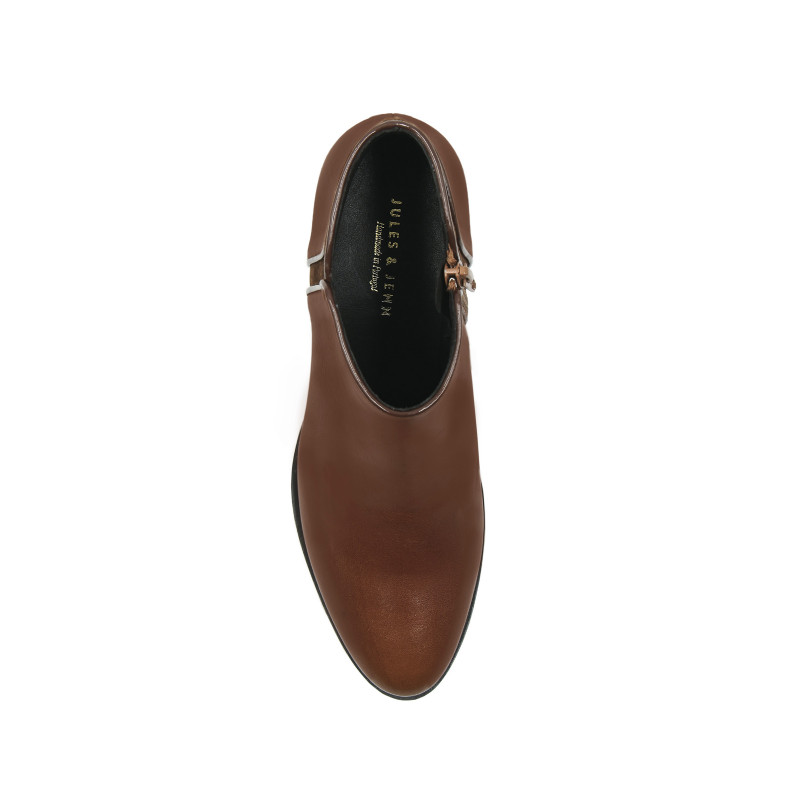 vue dessus bottines moyen talon cuir camel jules & jenn