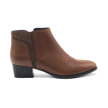 vue extérieur bottines moyen talon cuir camel jules & jenn