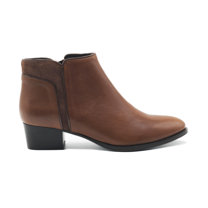 vue extérieur bottines moyen talon cuir camel jules & jenn