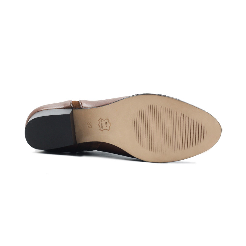vue dessous bottines moyen talon cuir camel jules & jenn