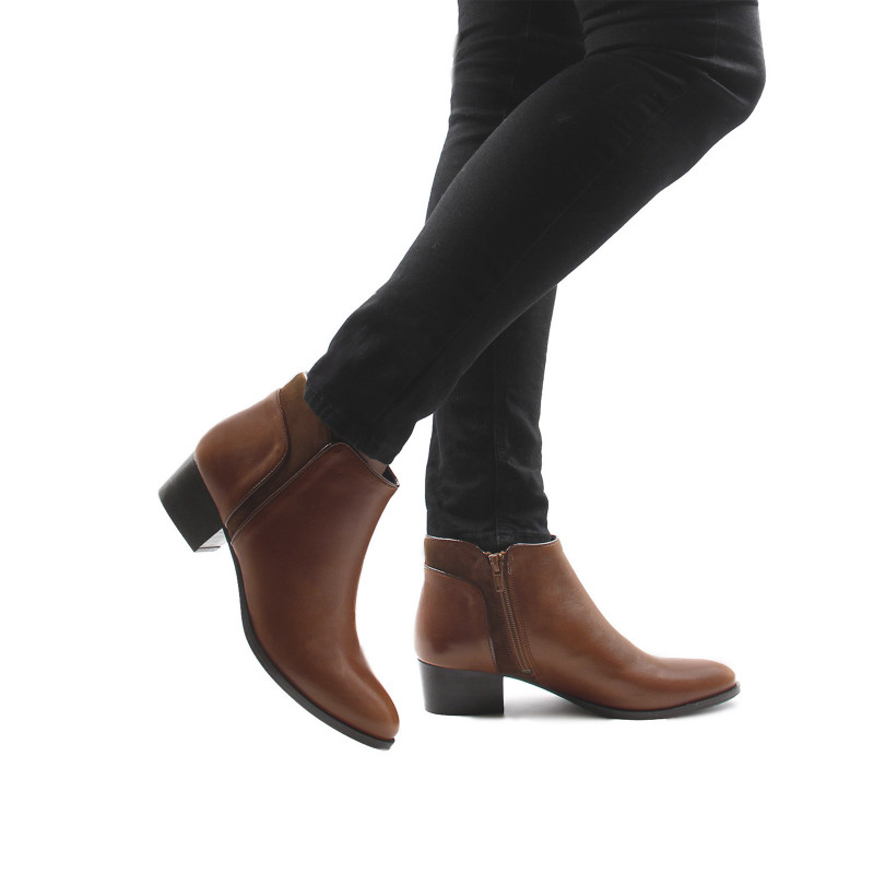 vue portée bottines moyen talon cuir camel jules & jenn