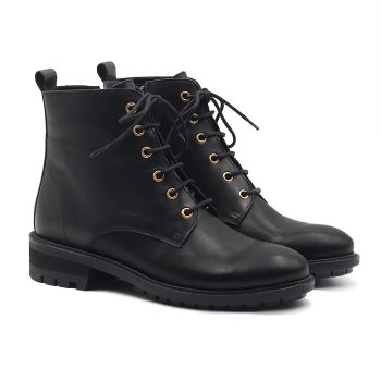bottines plates a lacets cuir noir jules & jenn