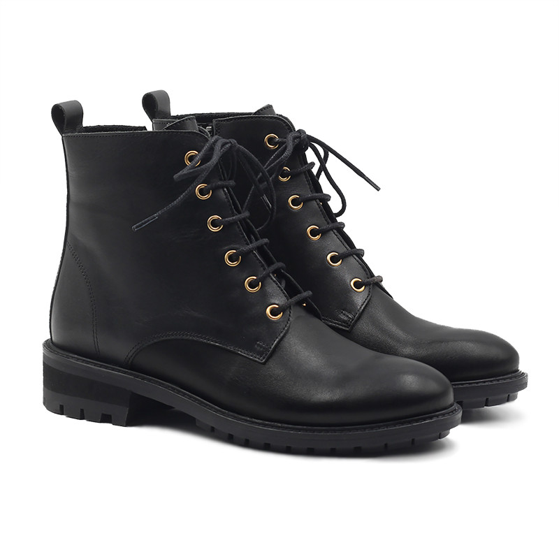 bottines plates a lacets cuir noir jules & jenn