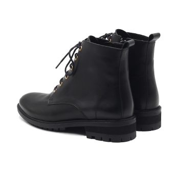vue arriere bottines plates a lacets cuir noir jules & jenn