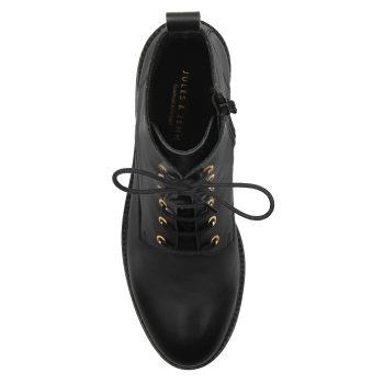 vue dessus bottines plates a lacets cuir noir jules & jenn