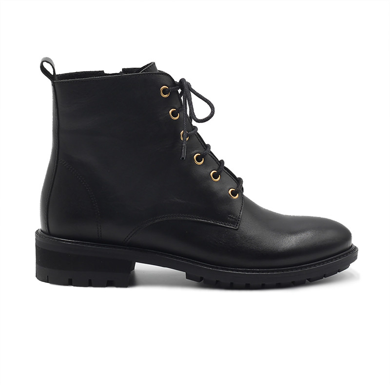 vue exterieur bottines plates a lacets cuir noir jules & jenn