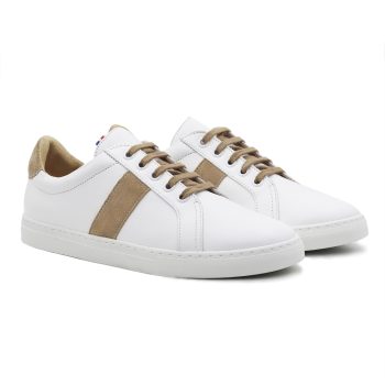 baskets a lacet cuir blanc & beige jules & jenn