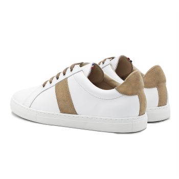 vue arriere baskets a lacet cuir blanc & beige jules & jenn