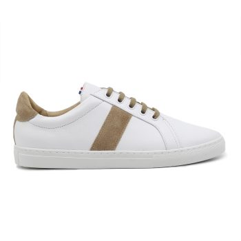 vue exterieur baskets a lacet cuir blanc & beige jules & jenn
