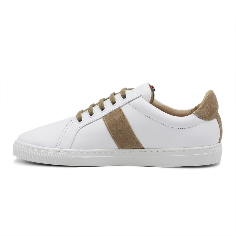 vue interieur baskets a lacet cuir blanc & beige jules & jenn