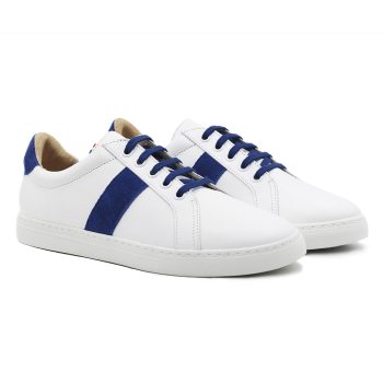 baskets a lacet cuir blanc & bleu jules & jenn