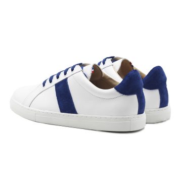 vue arriere baskets a lacet cuir blanc & bleu jules & jenn