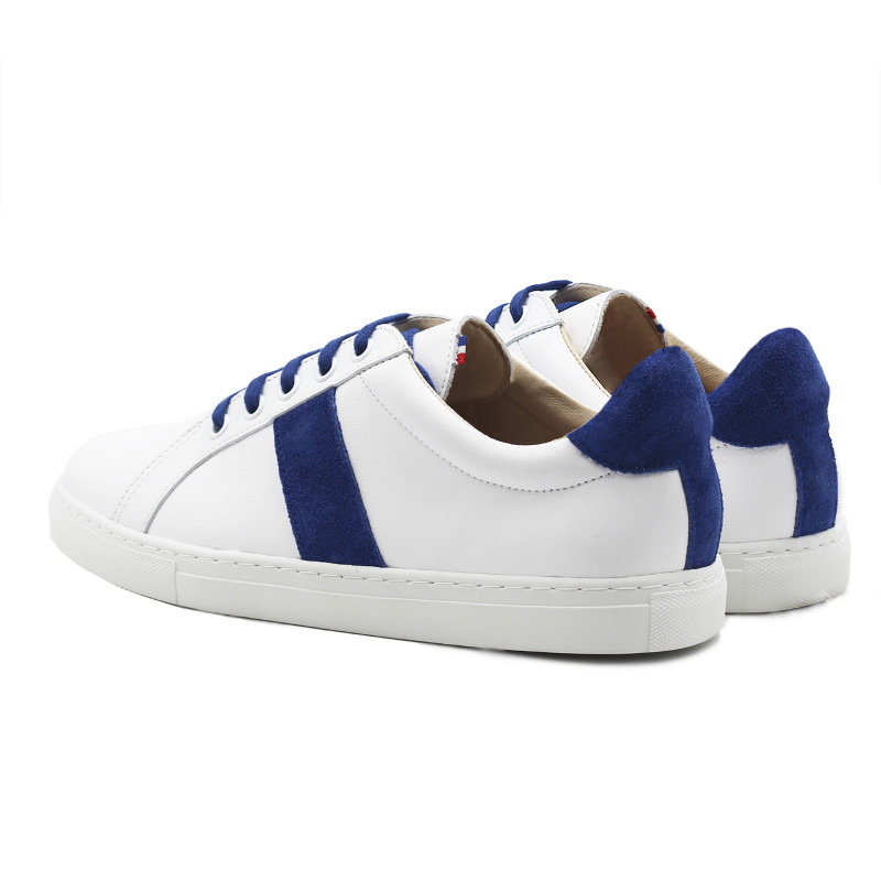 vue arriere baskets a lacet cuir blanc & bleu jules & jenn