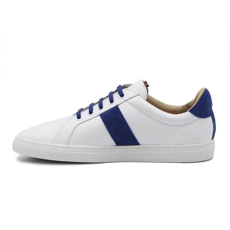 vue interieur baskets a lacet cuir blanc & bleu jules & jenn