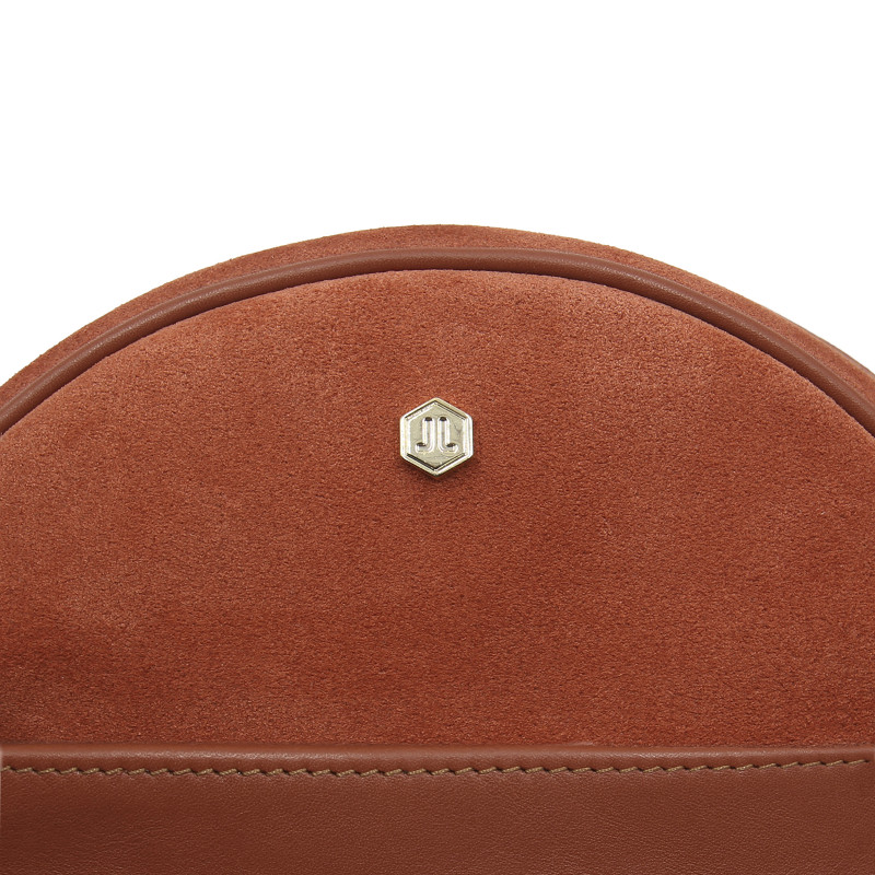 gros plan sac alice cuir daim brique jules & jenn
